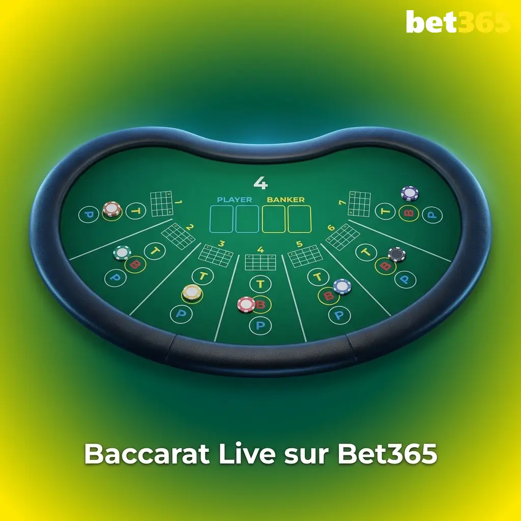 Table de baccarat en direct sur Bet365 avec options Evolution Gaming pour joueurs français