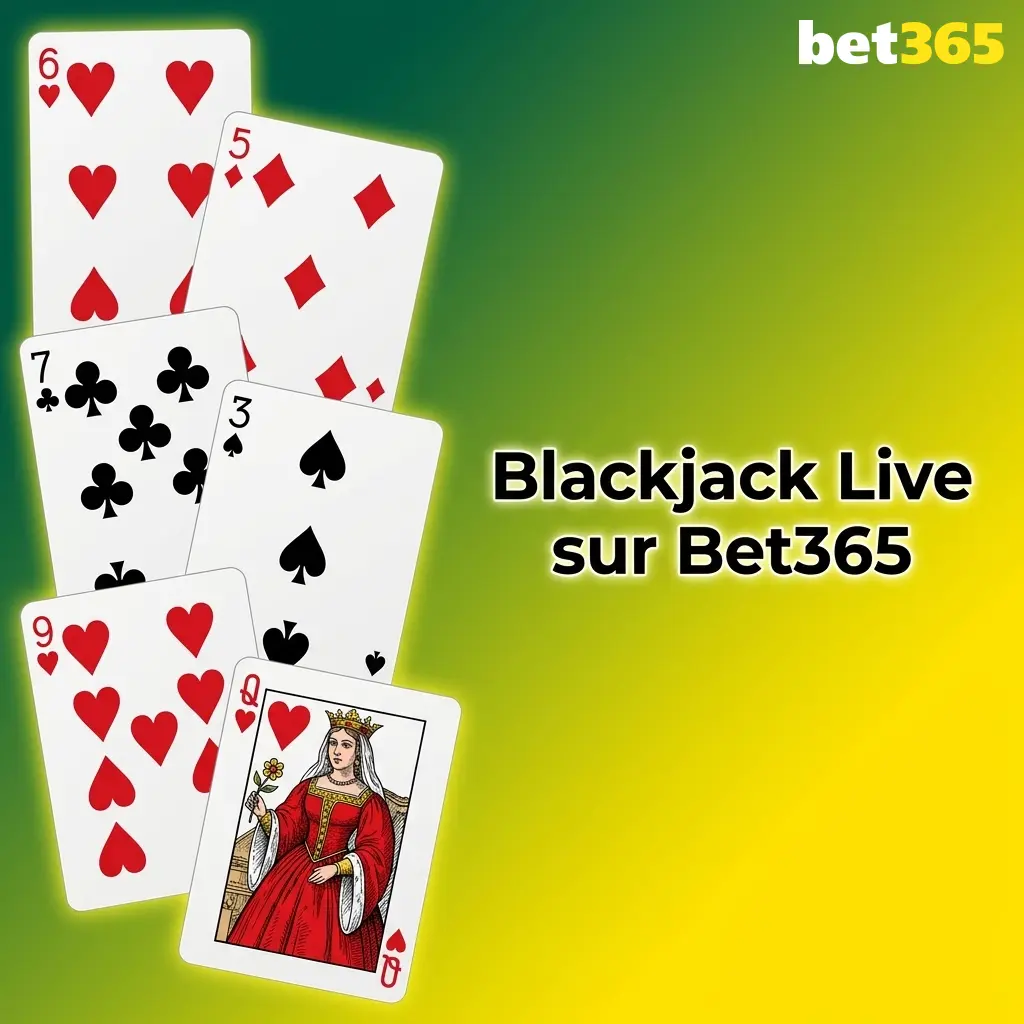 Table de blackjack live sur Bet365 avec croupier en direct, RTP jusqu'à 99,51%