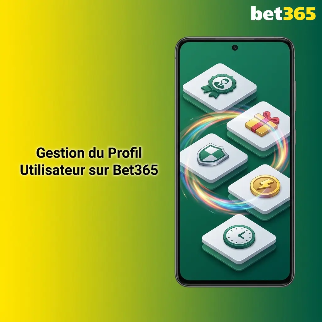 Interface de gestion du profil utilisateur Bet365 avec solde, historique des paris et paramètres de jeu responsable