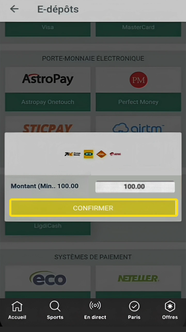 Confirmez simplement votre dépôt pour accéder instantanément à tous les services Bet365.